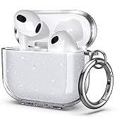 ULAK Compatible with AirPods 3 Case Clear Glitter, Shockproof Transparent Designed Soft TPU Prote...