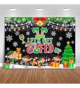 Mocsicka Let's Get Elfed Up Backdrop Christmas Ugly Sweater Holiday Party Decorations Xmas Party ...