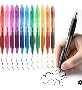 EUSOAR Erasable Gel Pens, Retractable Sketching Drawing Colored Pens Set of 12 Assorted-Color, Cl...