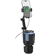 2 in 1 Auto-Clamping Cup Phone Holder for Car, 15W Fast Wireless Charging Cup Holder Phone Mount ...
