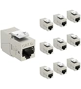 Tecmojo UL Listed 10Gbps Cat6A Shielded Keystone Jack Insert 10 -Pack, 180 Degree Punch Down RJ45...