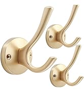 TOFIIGREM Gold Coat Hooks for Wall, 3 Pack Towel Hook Heavy Duty Metal Double Bath Robe Hook Wall...