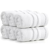 REDKISS Premium White Hand Towels for Bathroom, 13 x 30 inch, 100% Cotton Soft Hand Towel Set of ...
