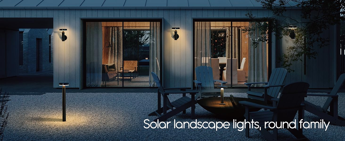 Solar table lamp family with solar landscape lights