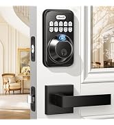 Zowill Fingerprint Door Lock, Keypad Lock with 2 Handles, Keyless Entry, Auto Anti-Peeping Passwo...