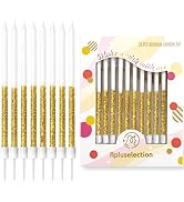 APLUSELECTION 24-Pack Shiny Gold Birthday Candles, 5.5