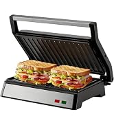 Panini Press Grill, Standard 2-Slice Sandwich Maker with Non-Stick Plates, 1200W Sandwich Press E...