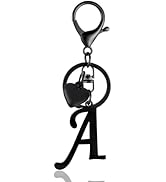 ANHBKAR A-Z Heart Initial Letter Keychain, Stainless Steel Alphabet Charm for Handbags, Gift for ...