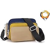 Cross body Purse Nylon Quilted Crossbody Bags for Women, Small Shoulder Handbag multi pocket purs...