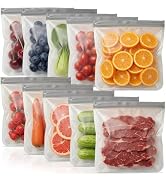 10 Pack Reusable Gallon Freezer Bags, Leakproof Food Storage Bag BPA Free Healthy Food Storage Co...