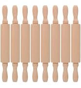 Toyvian Kids Wooden Rolling Pins Set 8 Mini Dough Rollers 7.87 Inch Nonstick Solid Wood Pastry To...