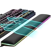 Keyboard Wrist Rest with Leather Covered Memory Foam on Wood Base Ergonomic Non-Slip Comfortable ...