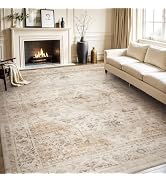 AMOAMI-Area Rug 5X7 Rugs for Living Room-Vintage Soft Beige Rugs for Bedroom-Non Slip Carpet-Mach...