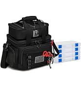 oinitiry Fishing Tackle Bag, Equipped With 4 Tackle Boxes and Detachable Reel Storage Pouch, Wate...