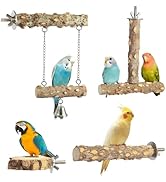 Bird Perches,4pcs Natural Wood Birds Stand Branch, Bird Perch Chewing Stick Cage Accessories Parr...