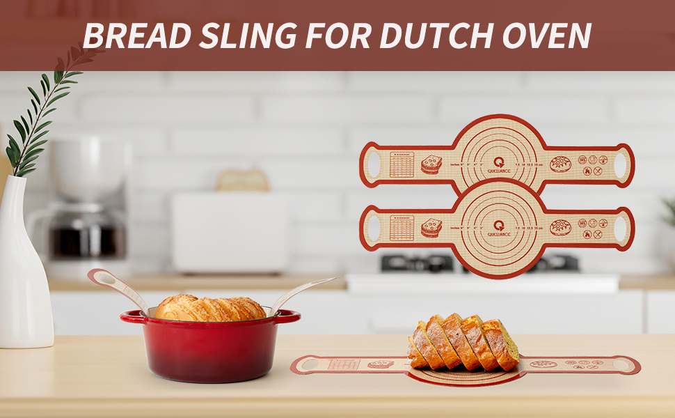 Silicone Sourdough Bread Sling Mat, 2Set Round Dough Baking Slings For Dutch Oven
