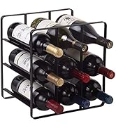 Buruis 9 Bottles Metal Wine Rack, Free-Standing Cabinet Water Bottle and Wine Rack Storage Organi...