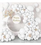 White Balloons Different Sizes, 113Pcs White Balloon Arch Garland Kit 5/10/12/18Inch, Matte White...