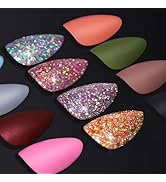 Teenitor Press on Nails Short Almond, 12 Colors of Short Fake Nails with Glue on Nails Short, Gli...