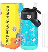 BOGI Kids Water Bottle with Straw, 12oz Stainless Steel Water Bottles Kids Insulated Water Bottle...