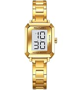 Gosasa Women’s Digital Watch Slim Square Stainless Steel Bracelet Watch for Ladies, Small Retro M...