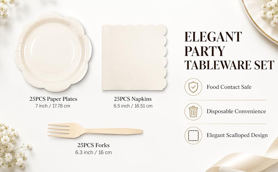 Ivory Paper Plates and Napkins