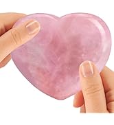 75mm/2.9inch Natural Rose Quartz Heart Little Puffy(10mm) Big Heart Stone, Polished Love Shape Pa...