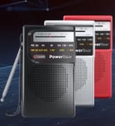 PowerBear Portable Radio | AM/FM, Battery Operated, Long Range (Black,Silver,Red)