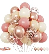 Funhot Retro Blush Pink Balloons Set, 60PCS Dusty Pink Birthday Balloons, 12Inch Chrome Rose Gold...