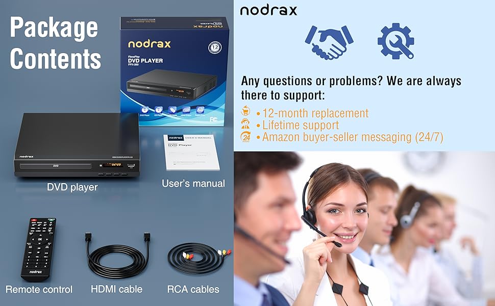 Nodrax FlexaPlay HDMI DVD Player Package Contents