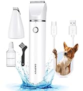 Casfuy Cordless Dog Paw Trimmer - Low Noise Small Dog Clippers with Double Blades USB Rechargeabl...