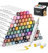 WELLOKB Alcohol Markers Set, 80 colors Alcohol Based Dual Tip, Brush and Fine Tip for Adult Color...