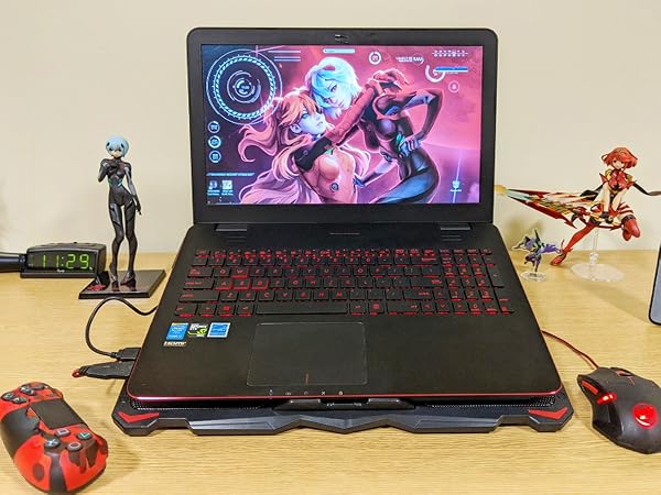 AICHESON Laptop Cooling Pad Purple Lights fan booster deck rack canddy tray cooling stand chill mat