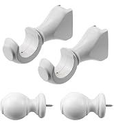 Antrader Finials for Curtain Rods and Wood Curtain Rod Brackets,White | Suitable for Curtain Rods...