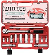 WIILDIS 14 PCS 3/8 Inch Drive Spark Plug Socket Set with Click Torque Wrench(5-45 Lb.ft/6.8-61.2 ...