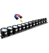 BLACKROBOT 3/8" Drive Magnetic Impact Socket Set, 13-Piece Shallow Socket Set with Storage Rail, ...