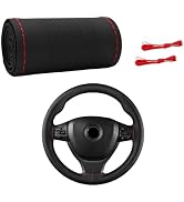 Wevdn Genuine Leather Steering Wheel Cover, Stitch on Wrap, DIY Sewing Steering Wheel Protector, ...