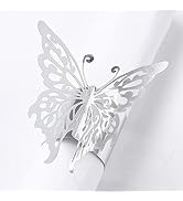 MORGIANA 50PCS 3D Butterfly Napkin Rings, Laser Disposable Paper Napkin Holders for Weddings Part...