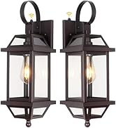 Brilvibera 18" Bronze Outdoor Wall Sconces, Dusk Till Dawn Outdoor Porch Lights with Clear Glass,...