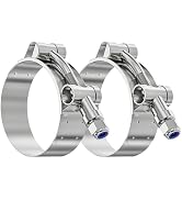Eoppen 2Pcs 1.5 Inch T-Bolt Hose Clamp - 304 Stainless Steel Turbo Intake Intercooler Clamp Worki...