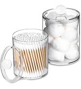 XIPENGKEJI 2 PACK Qtip Holder-10 oz, 12 oz, Qtip Holder Dispenser for Bathroom Canister Storage O...