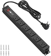 4000J Heavy Duty Surge Protector Power Strip, Wall Mount, 6 Outlets, 6ft | Grounded & Protected L...