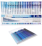 OfficeGoods Blue Gel Pens + Refills - 24 Premium Colors - Fast Drying & Smudge Free - Nature, Lan...