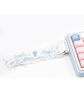 COOMICKEY Custom Keyboard Straps, Blue White Lace Cute Snap Straps for Multiple Mechanical Keyboa...