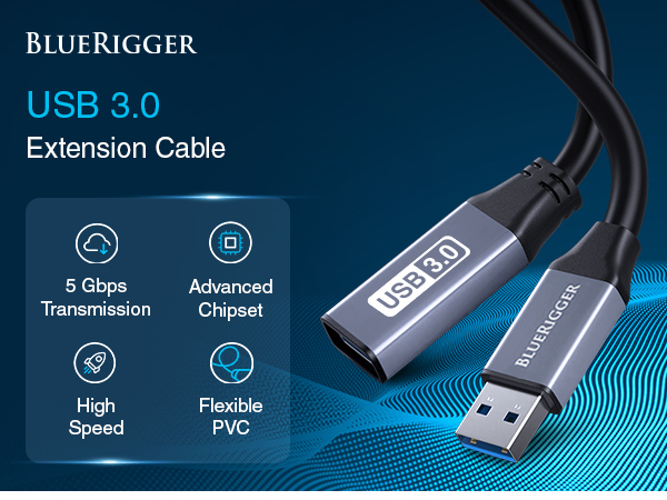 bluerigger usb extender short male usb to female 5 gbps usb 3.0 cable 10ft usb extension cable 3m