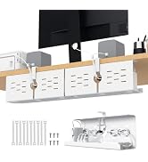KEEGH 16 in Under Desk Cable Management Tray, Metal Cord Organizer, 2 Pack | No Drill Clamp Mount...