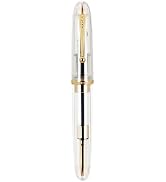 Jinhao 9019 Fountain Pen Dadao Series Transparent Clear Acrylic Gold Trim #8 Fine Nib with Large ...