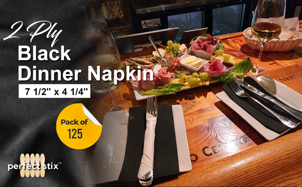 2 Ply Black Dinner Napkin