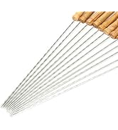 HAKSEN 12 PCS Barbecue Skewers with Wood Handle Marshmallow Roasting Sticks Meat Hot Dog Fork Bes...