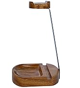 WRIGHTMART Acacia Wood Headphone Stand, Headset Stand with Storage Tray, Heavy Duty Holder for Ov...